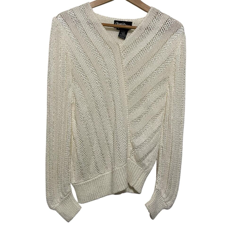 Christine Phillipe Wrap Sweater Womens S Ivory Vintage Angora Lambswool Coquette